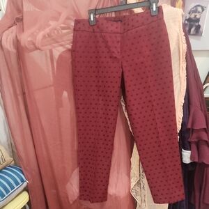 Talbots Burgundy Polka Dot Ankle Pants